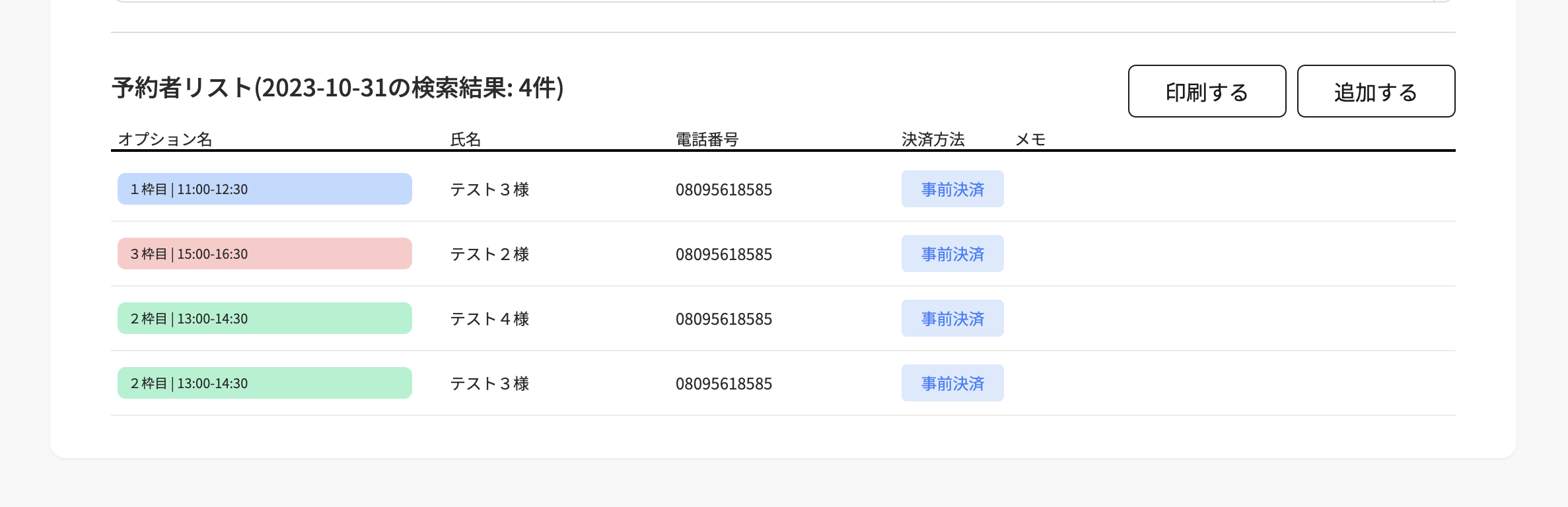 オプション管理（BETA）の見方の画面